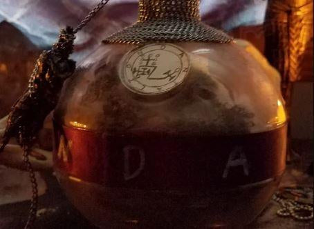 A spirit pot with the seal of Dantalion on it.