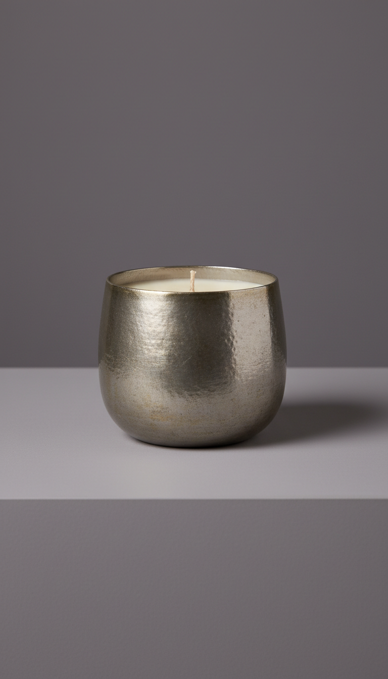 Ritual Candle in Ashen Silver Vessel