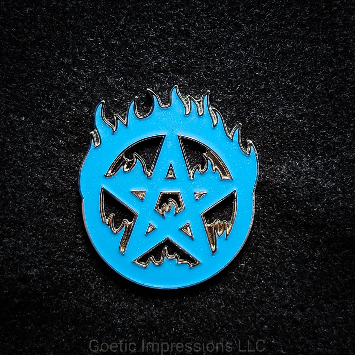 Flaming Pentagram Enamel Pin
