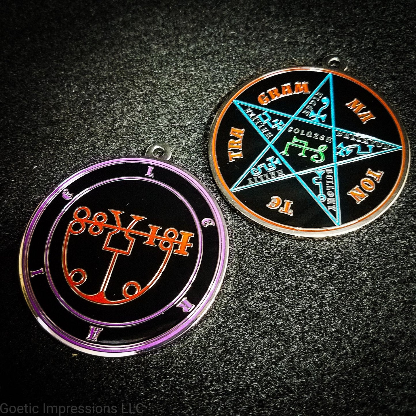 Leraje sigil medallion with Pentacle of Solomon on reverse side.