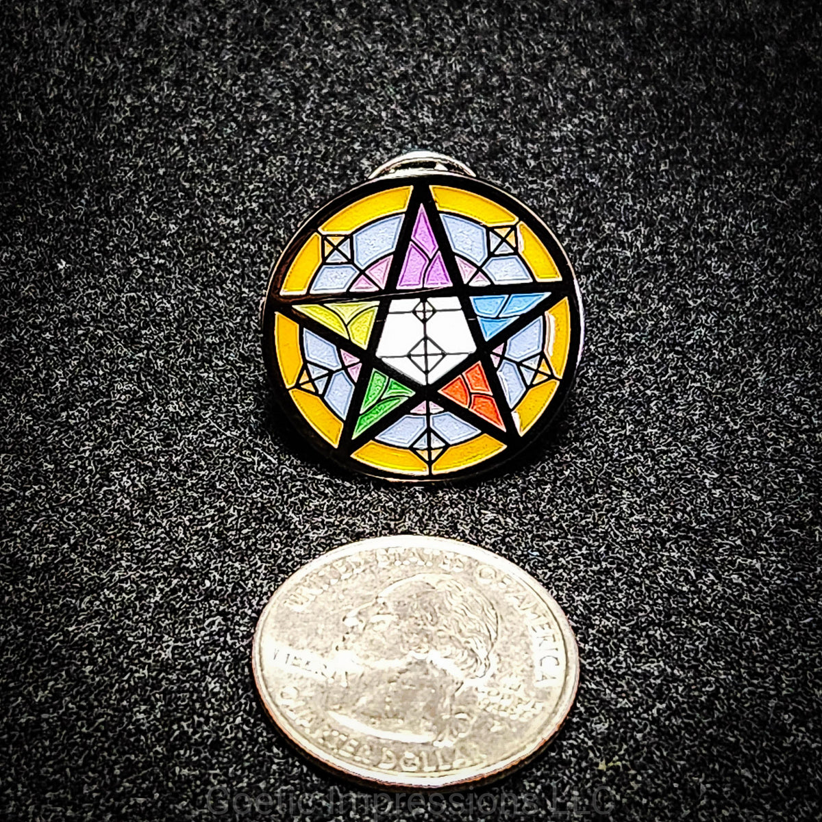 Stained Glass Pentacle Enamel Pin