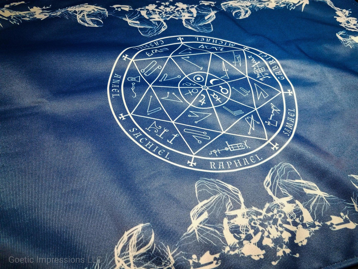 7 Planetary Arch Angel Altar Cloth with Astrological and Heptameron Sigils