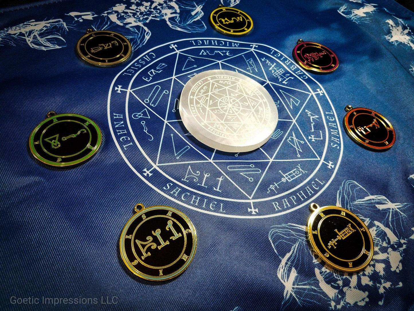 7 Planetary Arch Angel Altar Cloth with Astrological and Heptameron Sigils