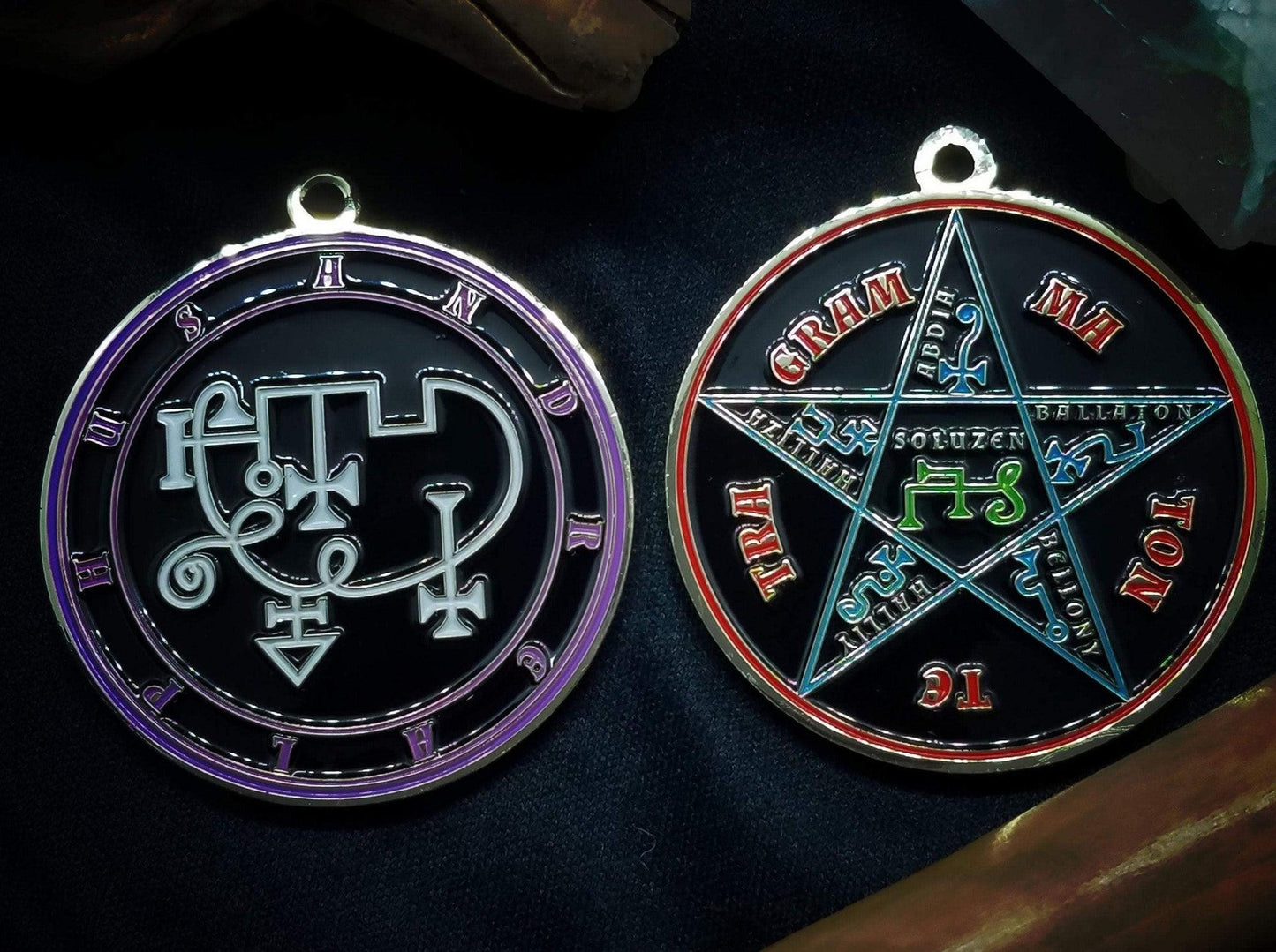 Andrealphus sigil pendant with pentacle of solomon on reverse side