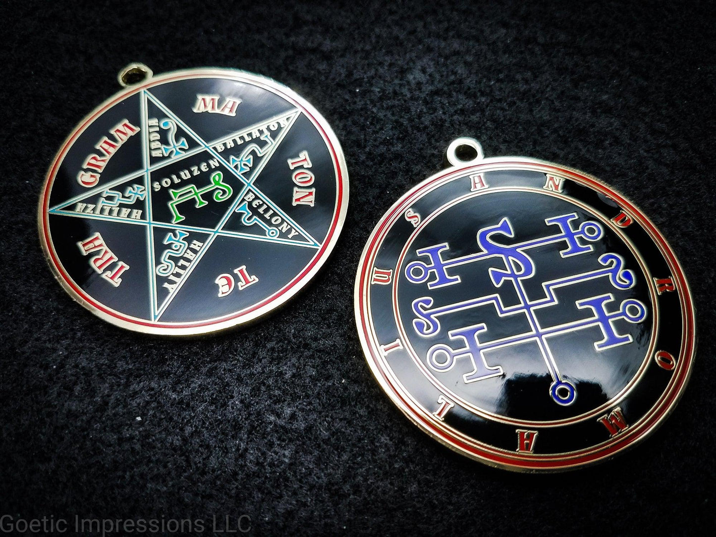 Andromalius sigil pendant with pentacle of solomon on reverse side