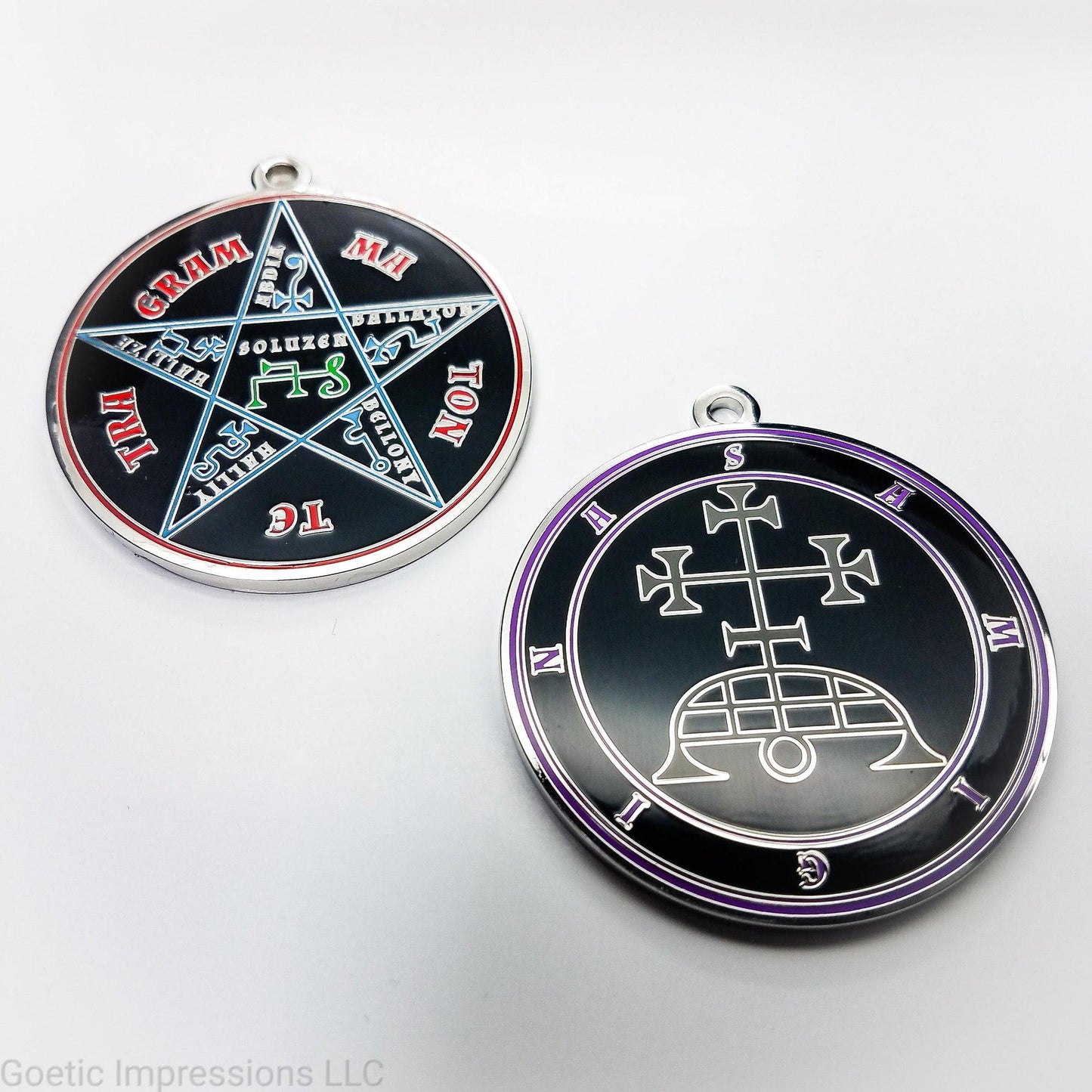 Ars goetia Samigina seal talisman with the Pentacle of Solomon on the reverse side