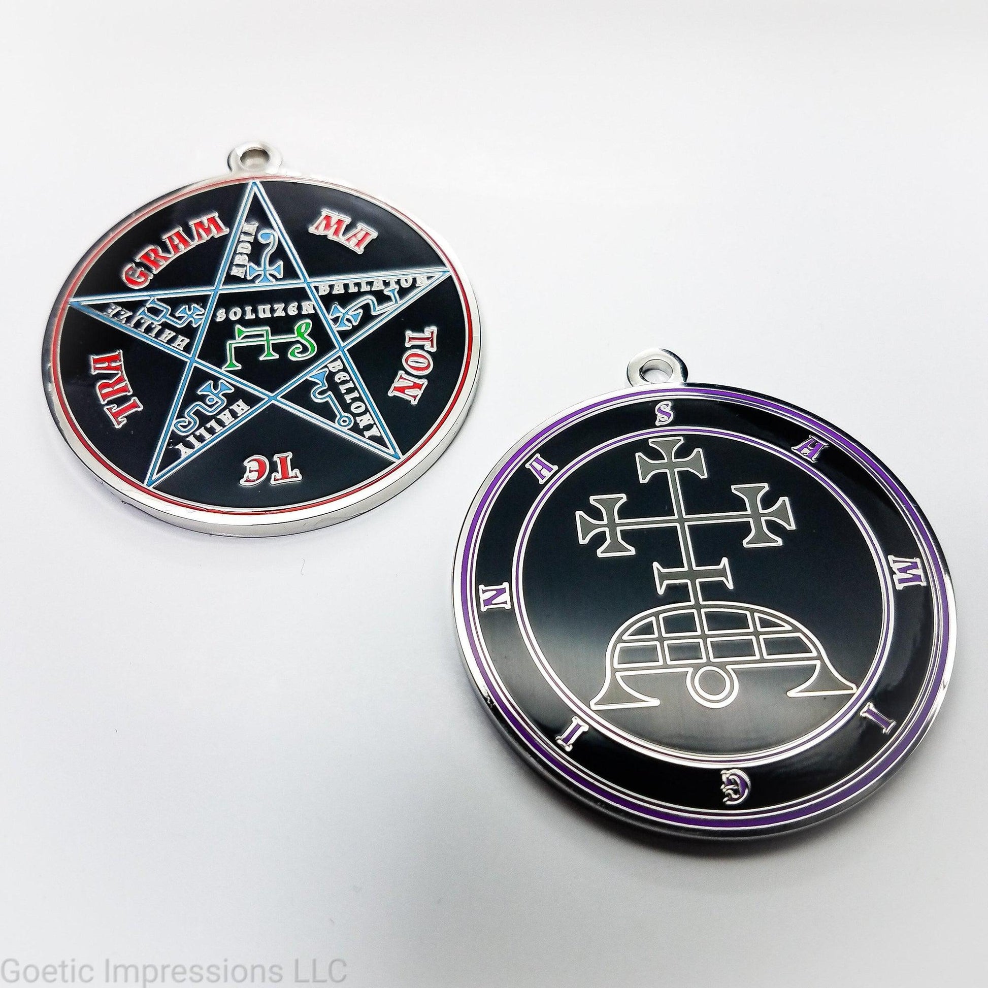 Ars goetia Samigina seal talisman with the Pentacle of Solomon on the reverse side