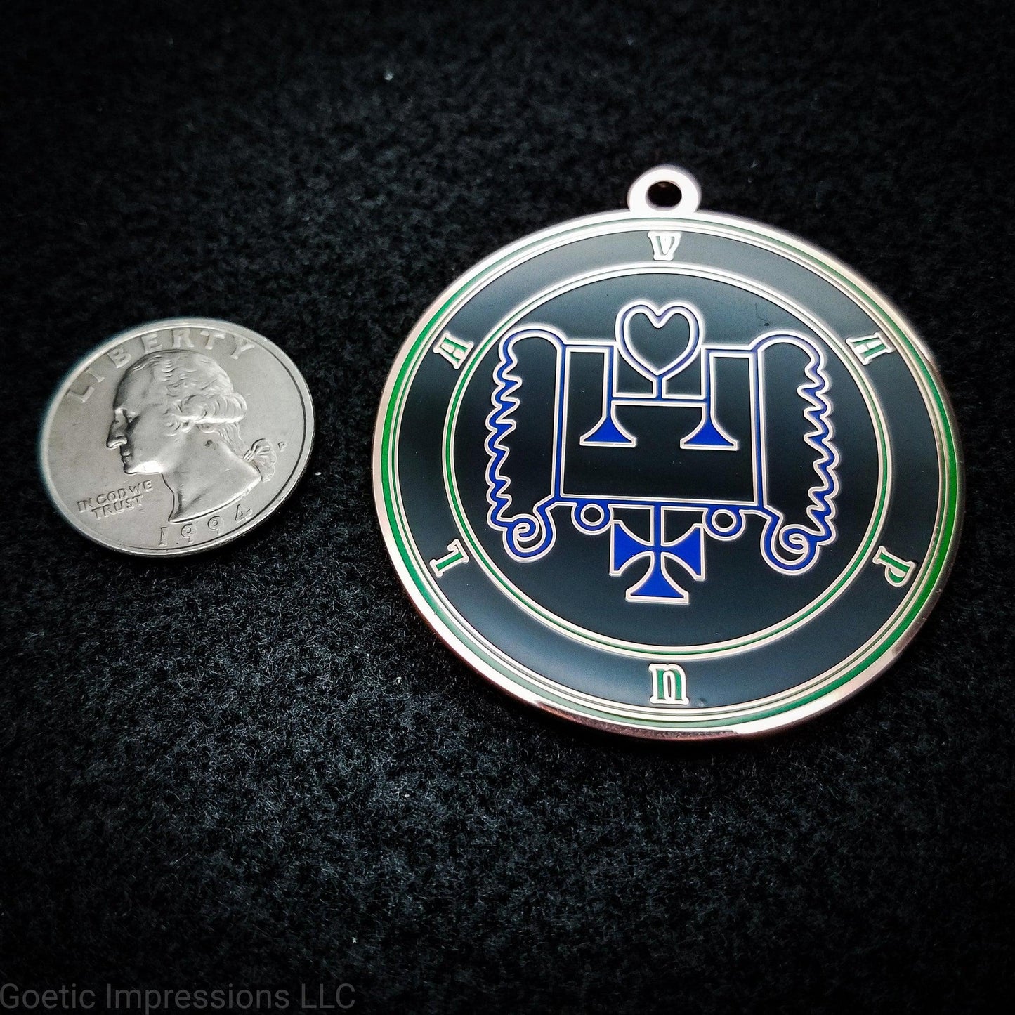 Blue and green Vapula sigil amulet