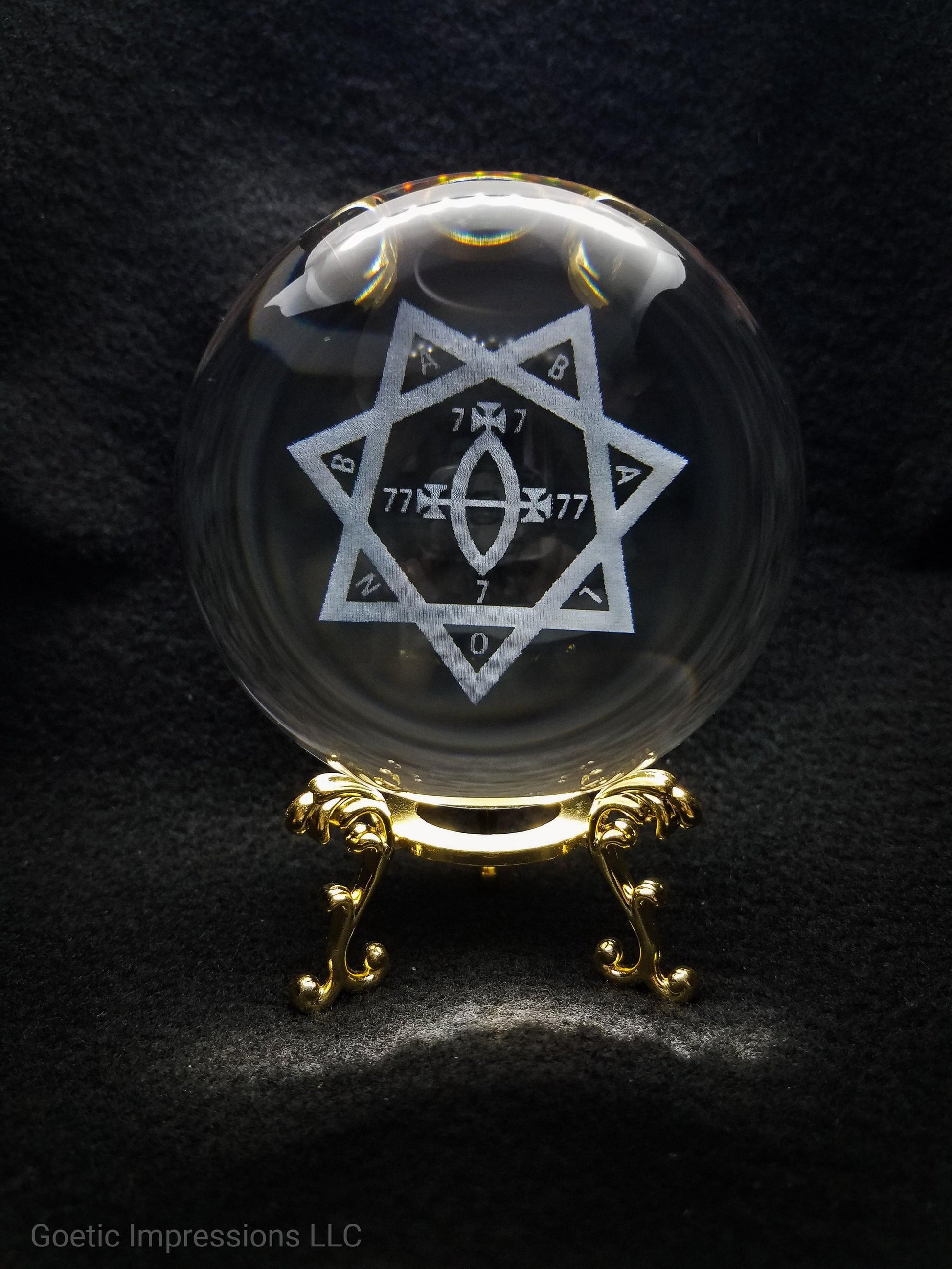 AA Star of Babalon sigil engraved in Crystal Ball