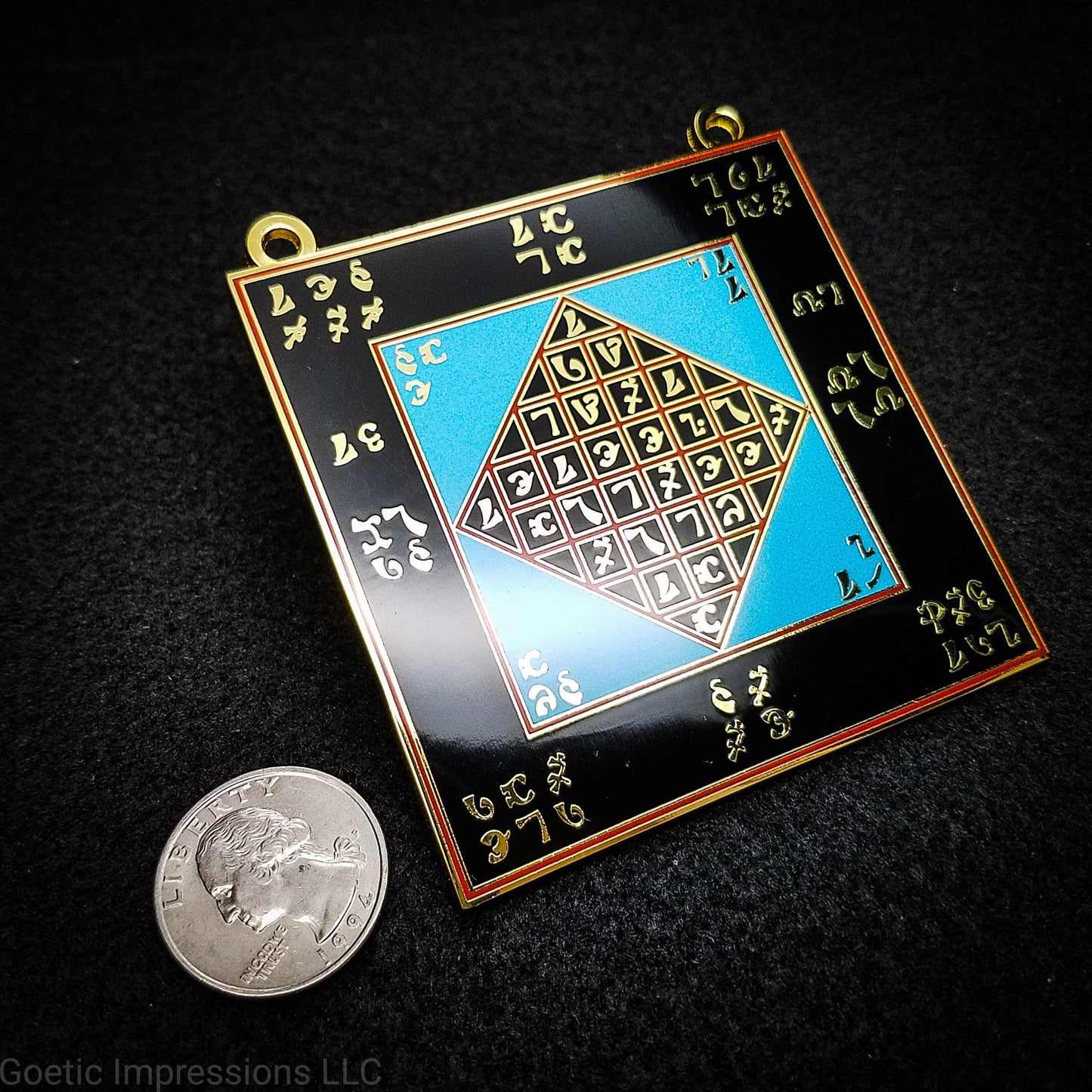 Enochian lame measuring 3"×3"