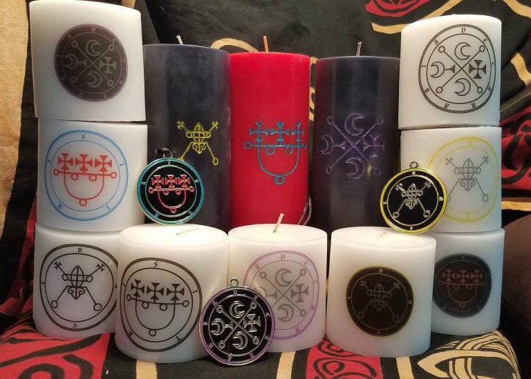 Ars  Goetia sigil and seal pillar candles