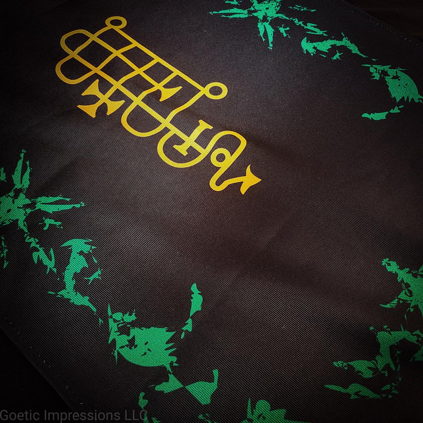 Orange and Green Bune Altar cloth for Goetic offerings or evocations.