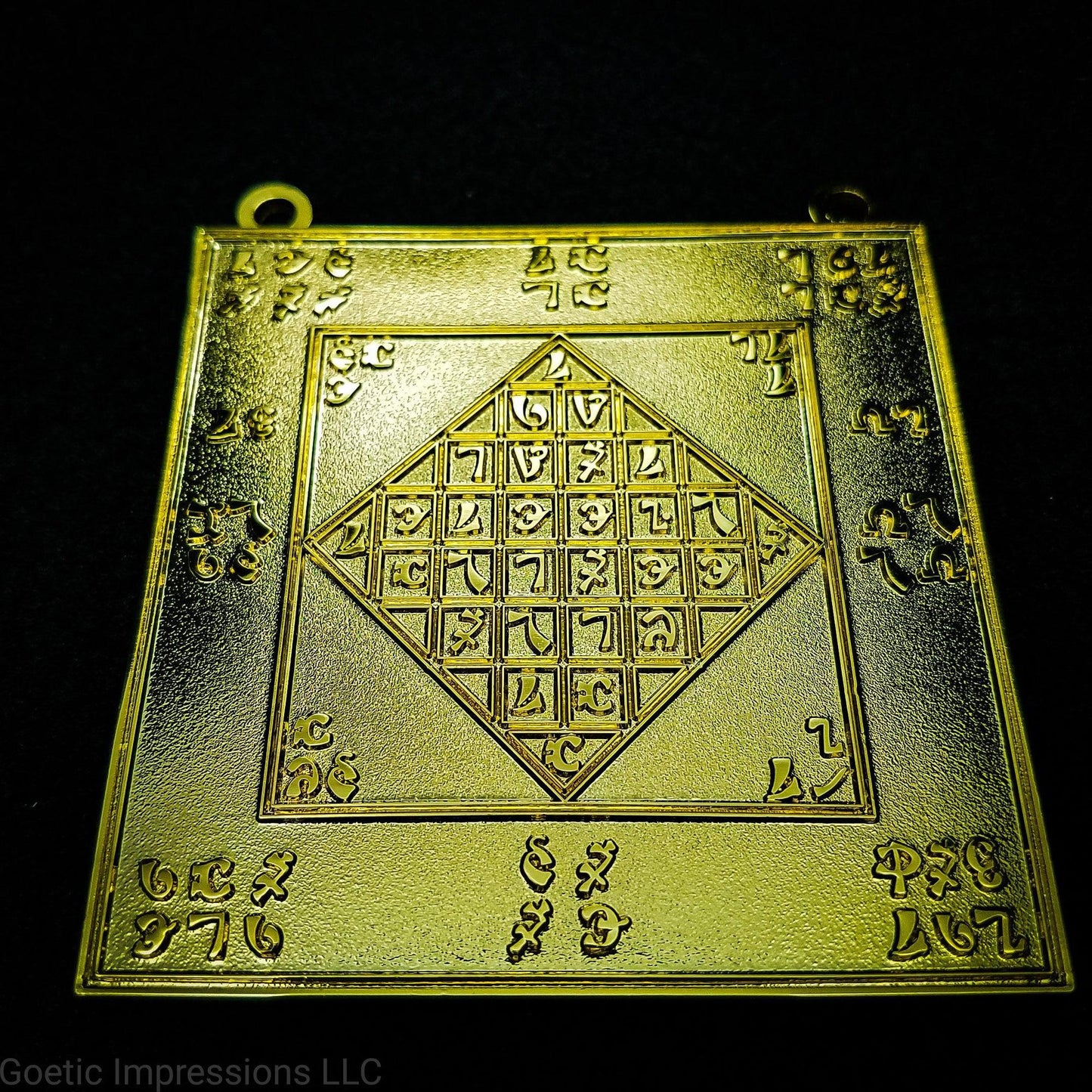 Gold Enochian Lamen in the Enochian Language