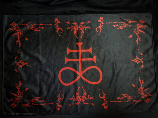 Black and red Leviathan altar cloth