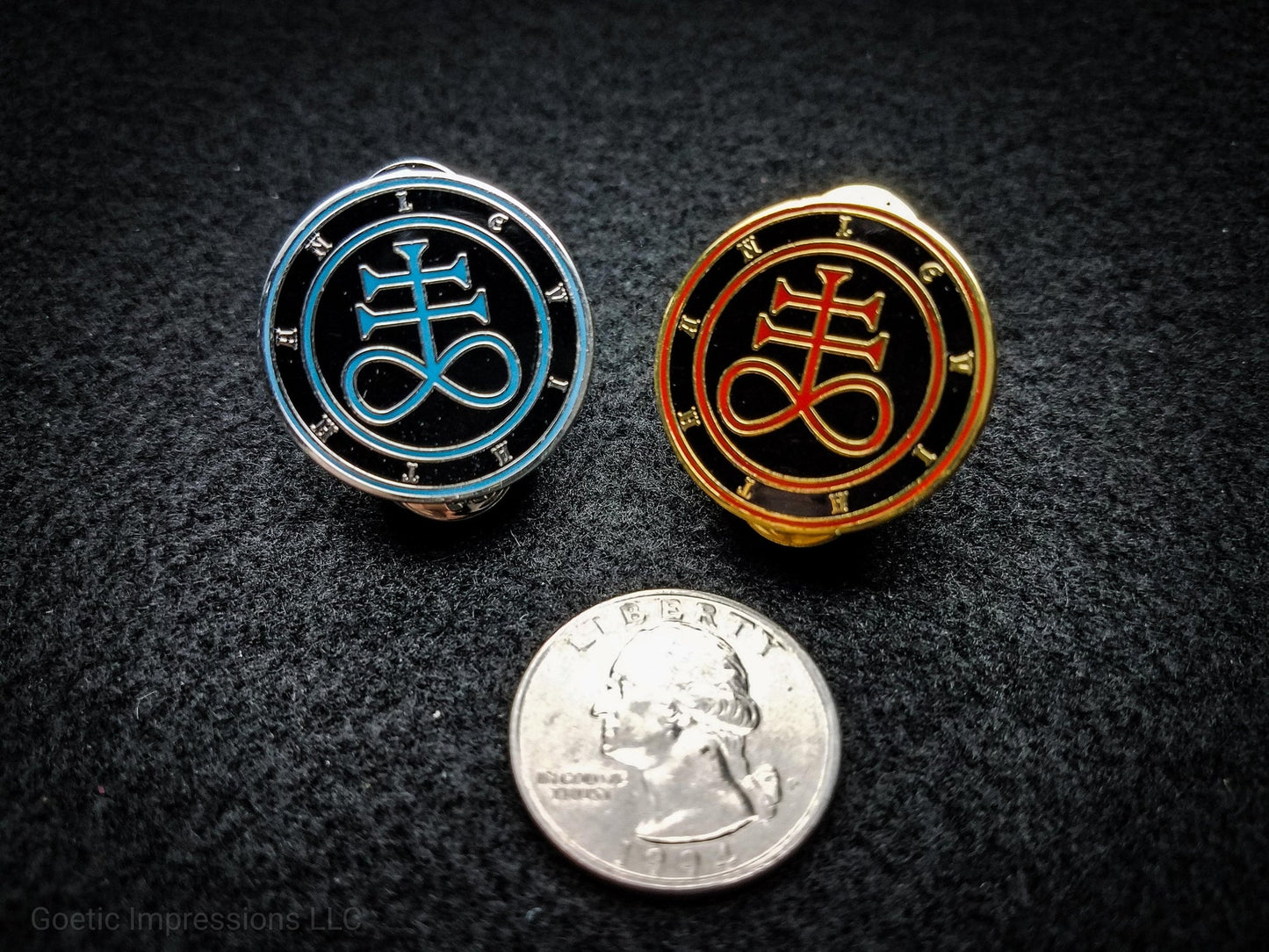 Blue and Red Leviathan sigil pins