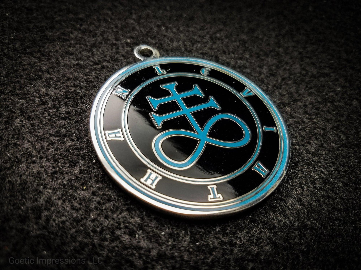 Black and Blue Leviathan Cross sigil pendant