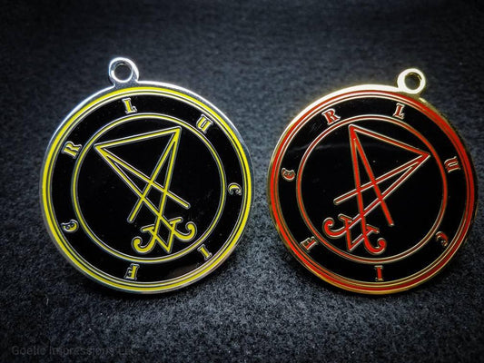 Red and Yellow Lucifer Sigil pendants