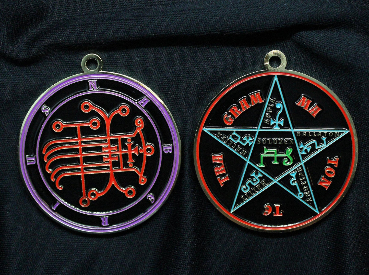 Naberius sigil pendant with pentacle of solomon on reverse