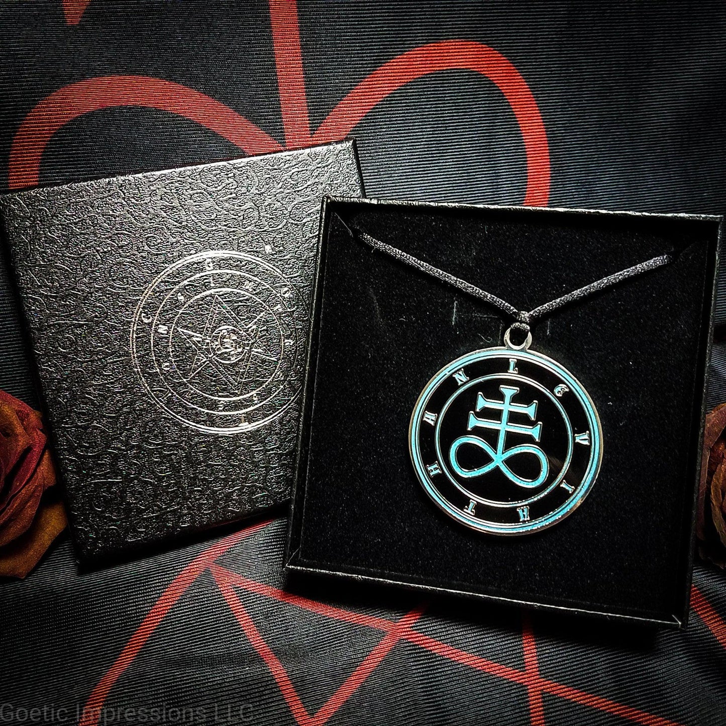 Blue and Black Leviathan sigil medallion with gift box