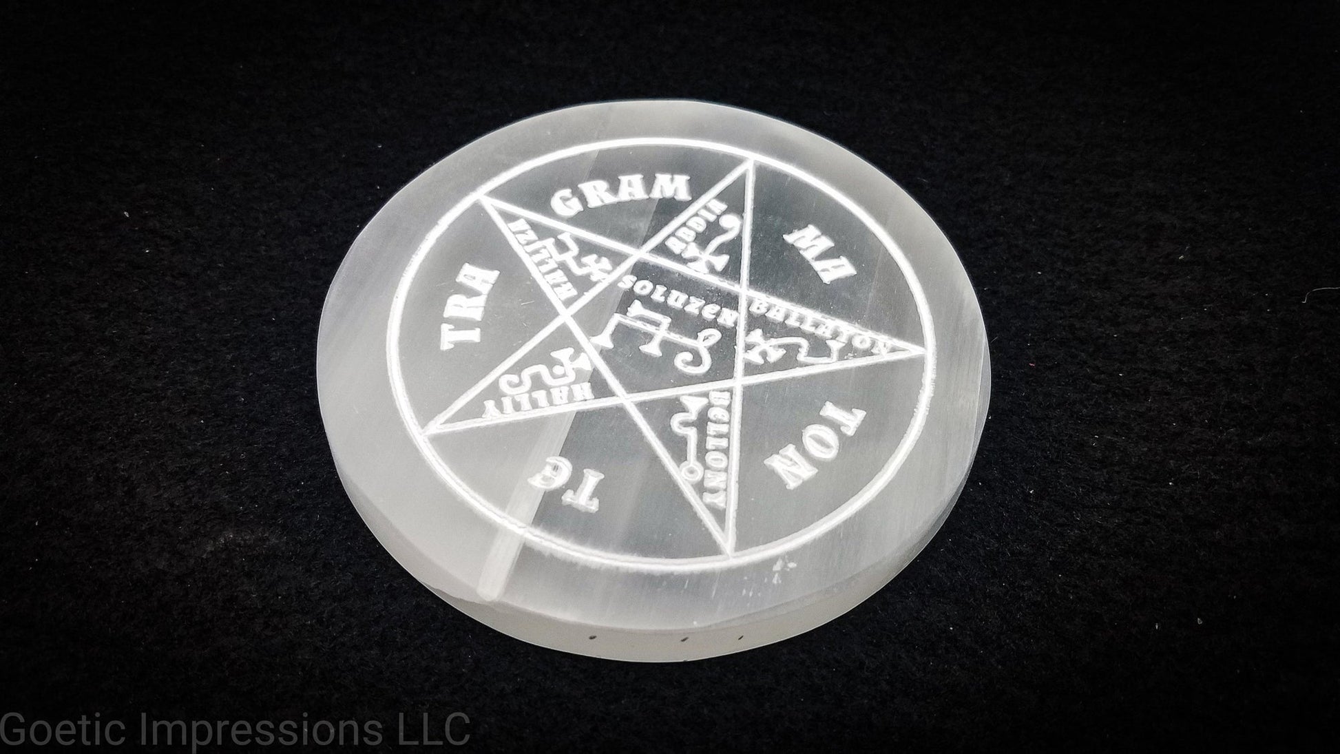 Pentacle of Solomon selenite charging plate