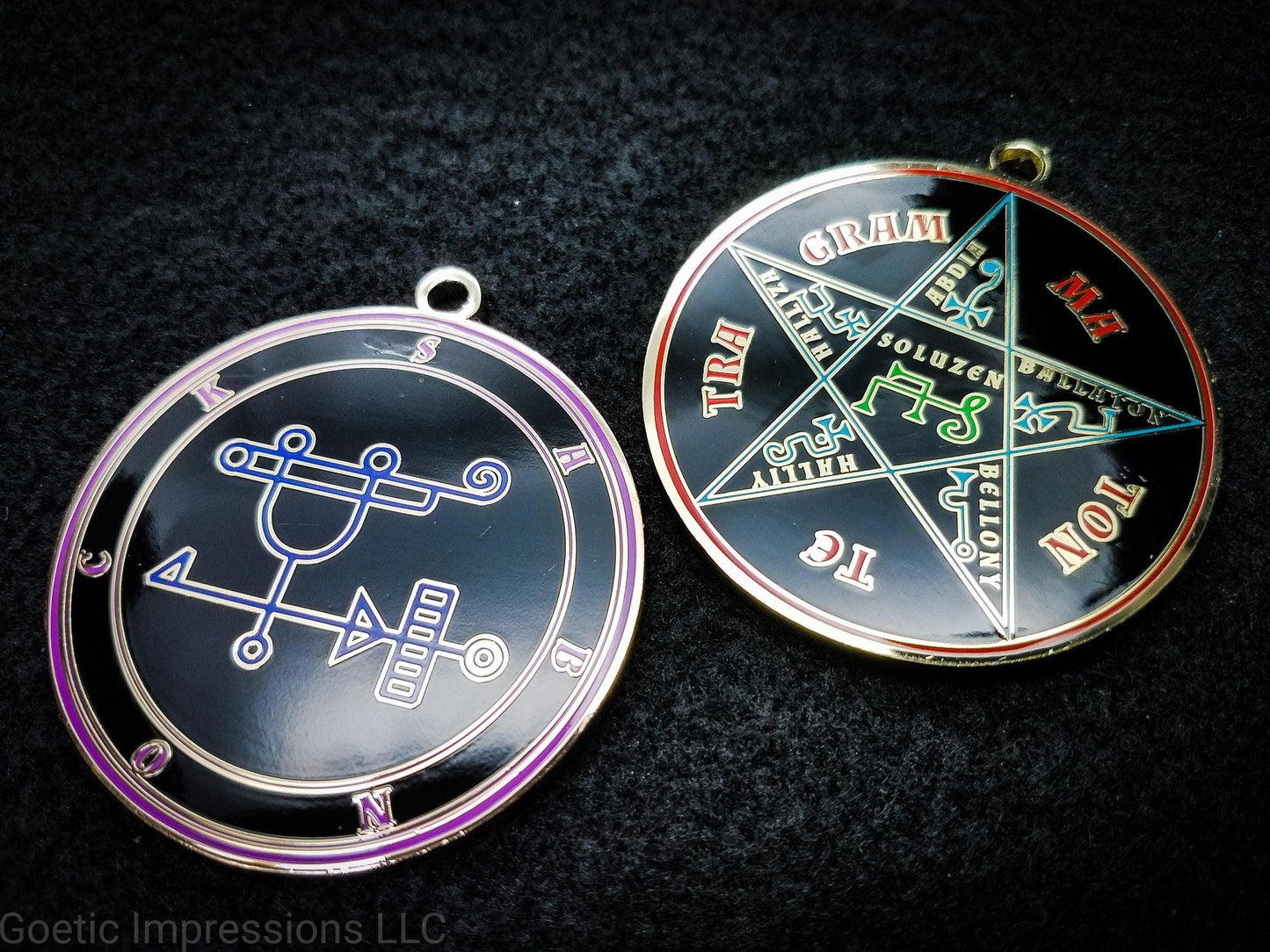 Lesser Key of Solomon: Ars Goetia, Goetic Seal Sabnock sigil pendant with feautring the Pentacle of Solomon on the reverse side.