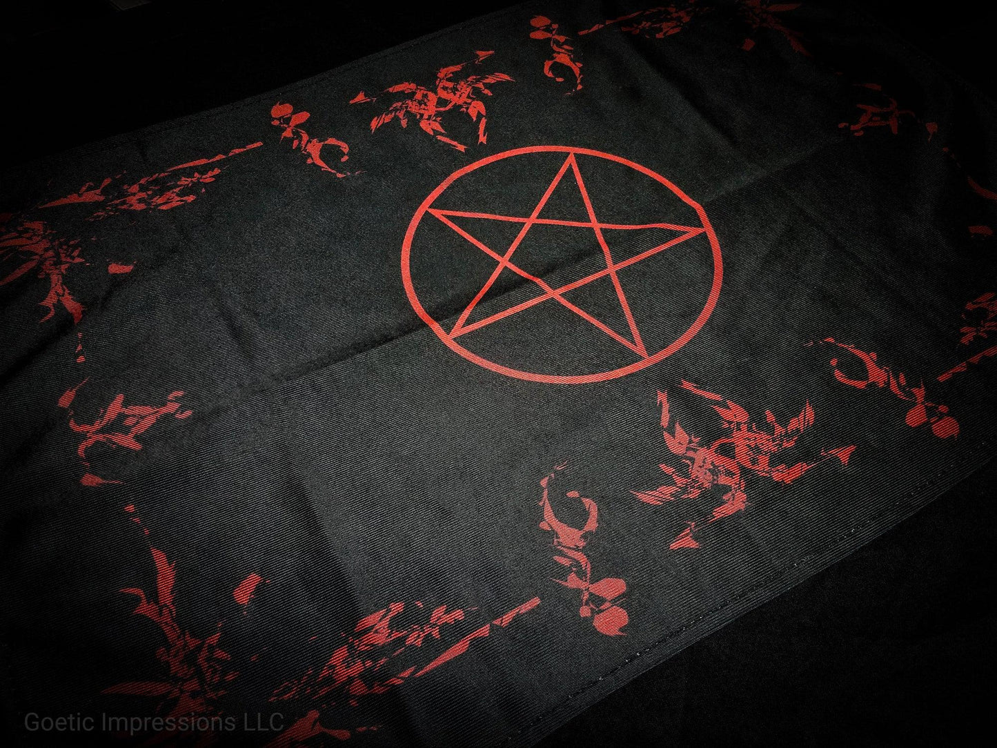 Black and Red Pentagram altar cloth