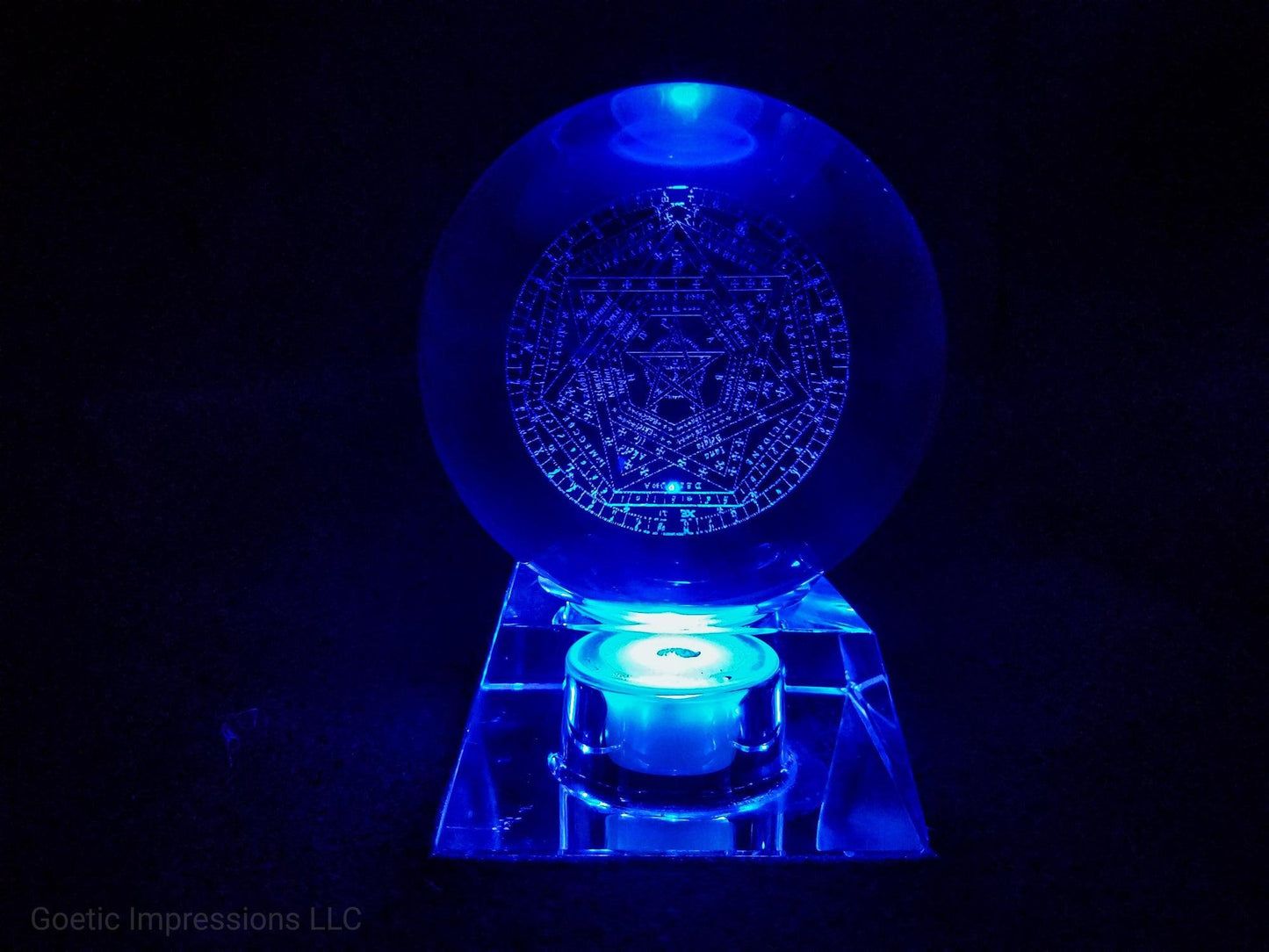 Sigillum Dei Aemeth Crystal ball with blue light