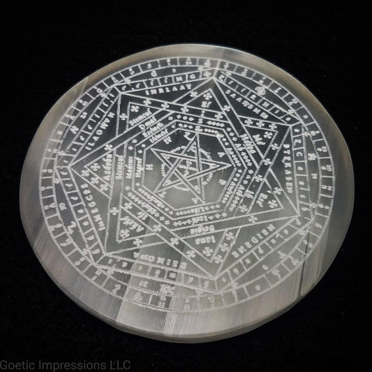 Enochian Sigillum Dei Aemeth selenite charging plate