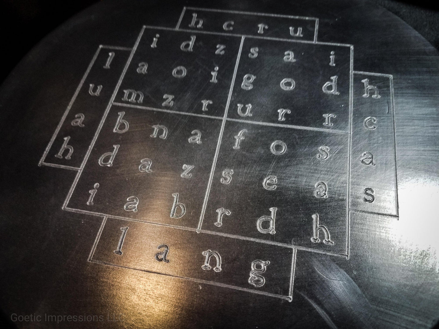 Black Tablet of Nalvage made in wax in English Text. Used in Enochian Magickal practices.