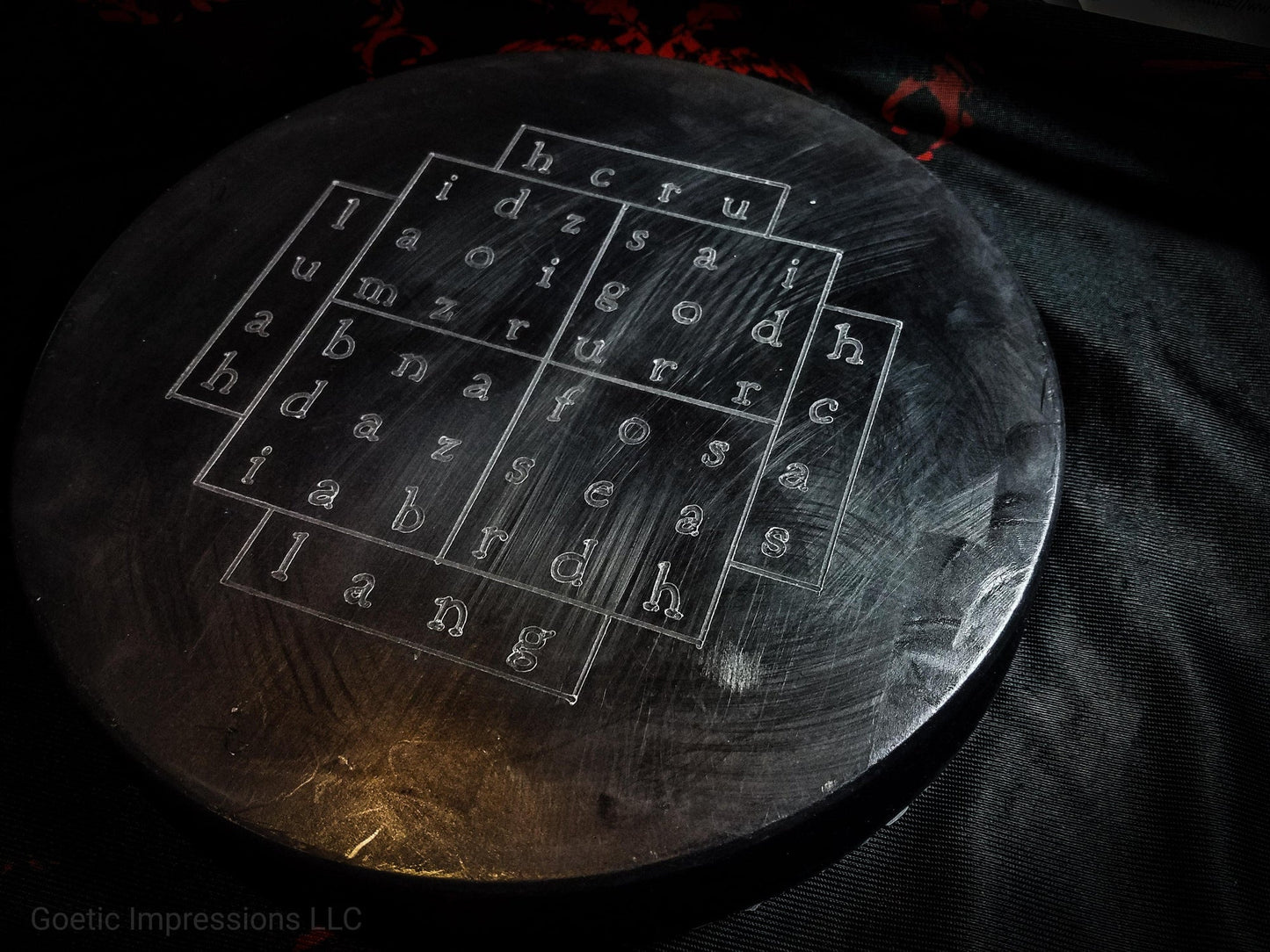 Black Tablet of Nalvage made in wax in English Text. Used in Enochian Magickal practices.