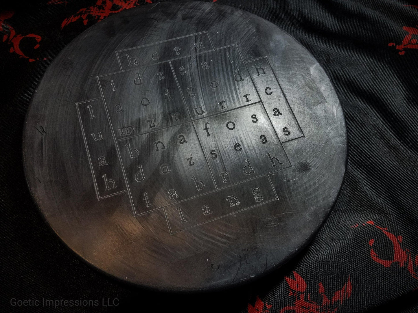 Black Tablet of Nalvage made in wax in English Text. Used in Enochian Magickal practices.