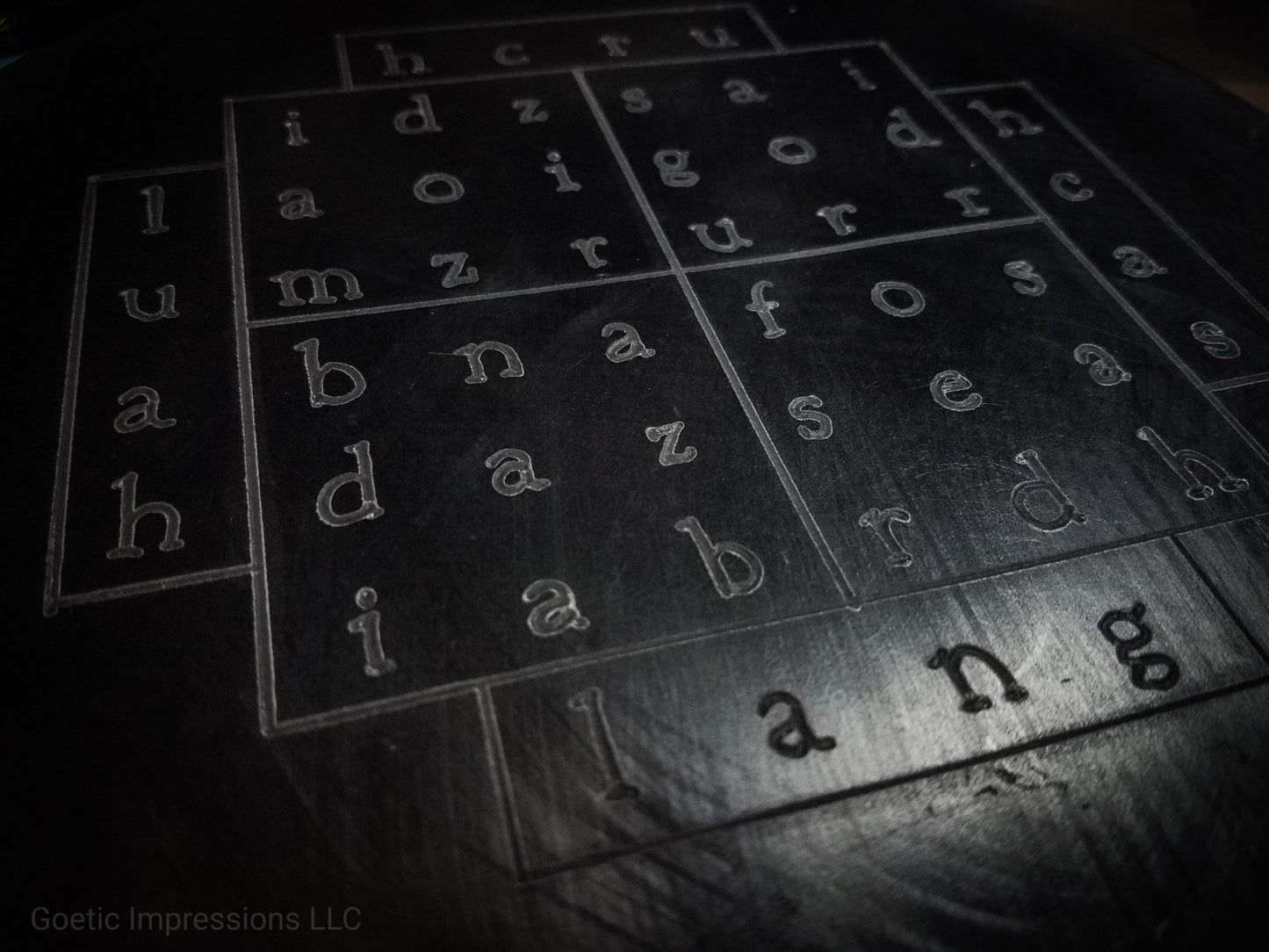Black Tablet of Nalvage made in wax in English Text. Used in Enochian Magickal practices.