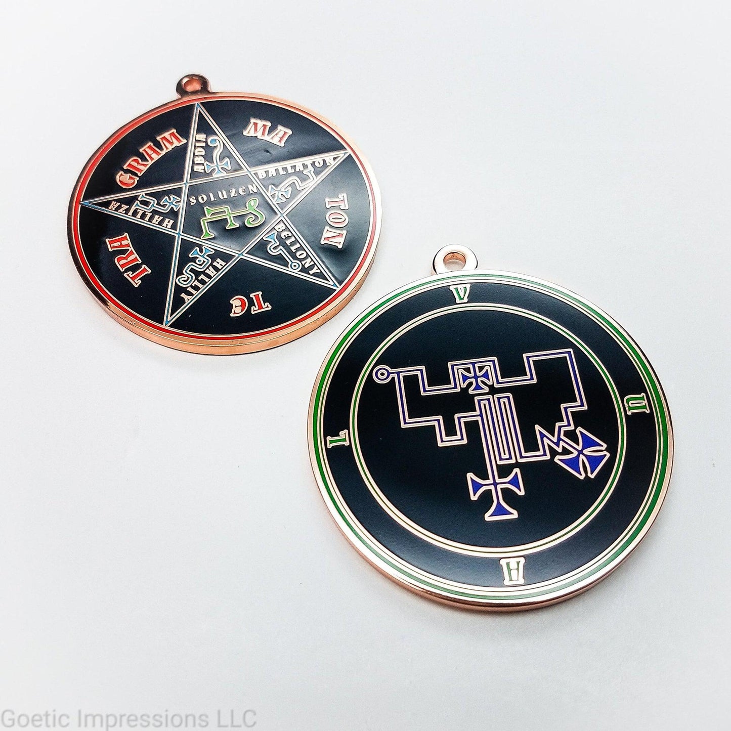 Seal of Vual sigil pendant with pentacle of solomon on reverse side