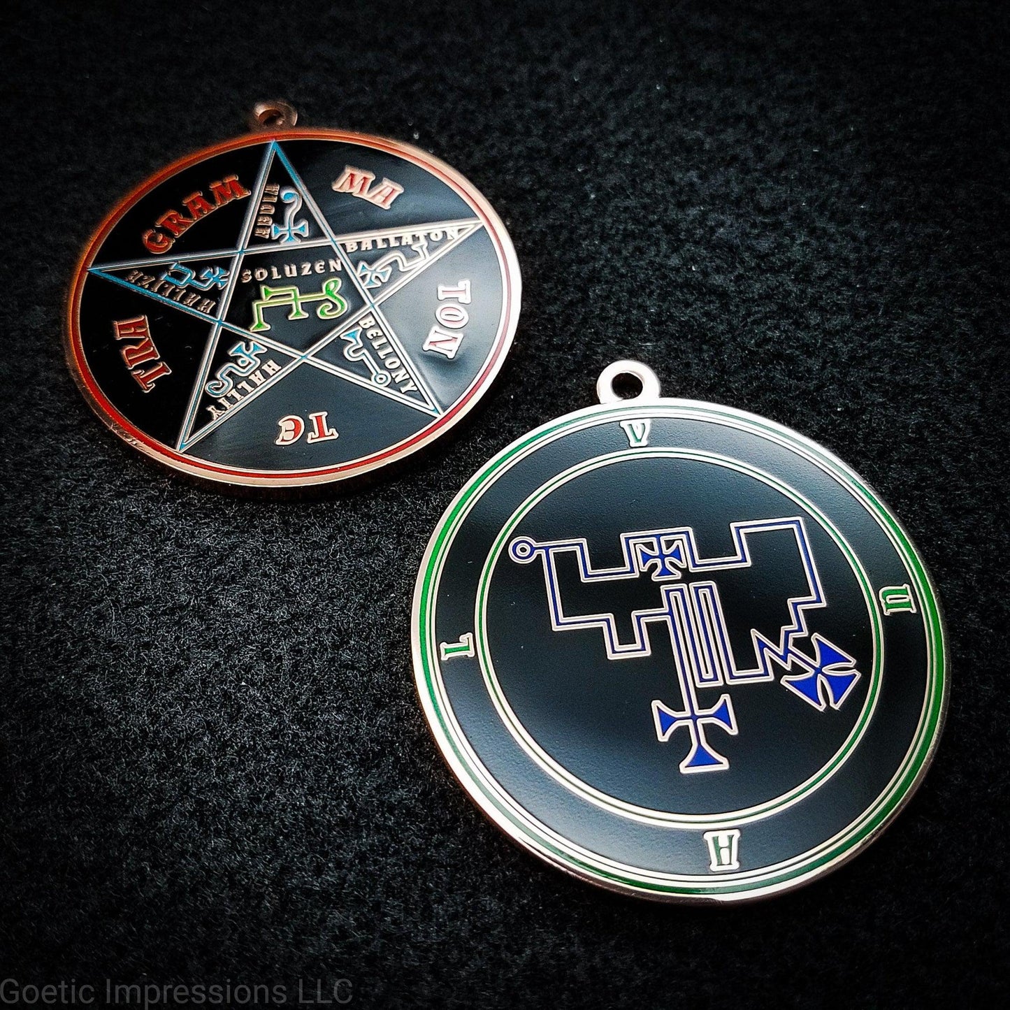 Seal of Vual sigil pendant with pentacle of solomon on reverse side