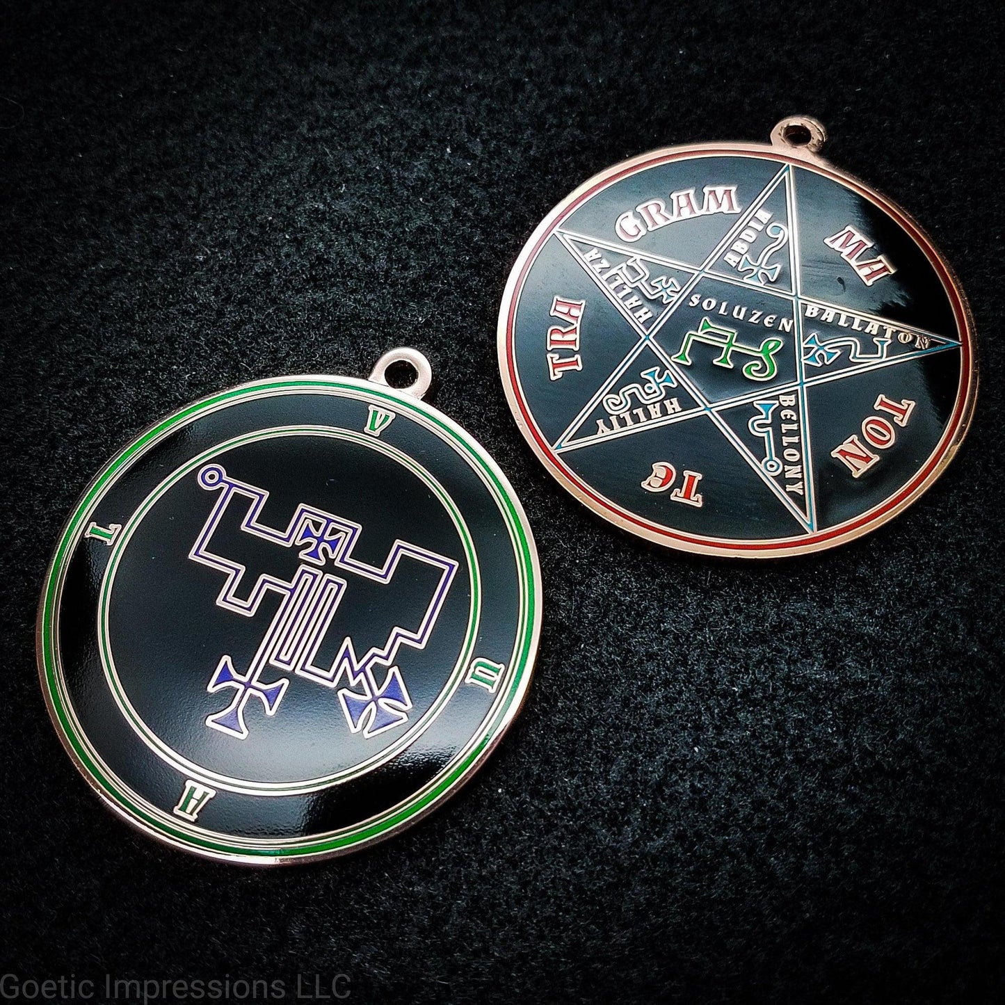 Seal of Vual sigil pendant with pentacle of solomon on reverse side