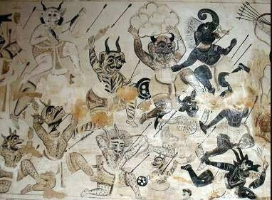 Tribal drawing of demons