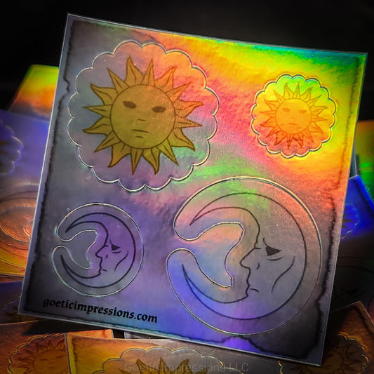 Sun and Moon Holographic Sticker Sheet
