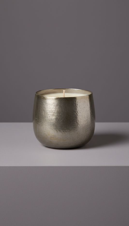 Ritual Candle in Ashen Silver Vessel