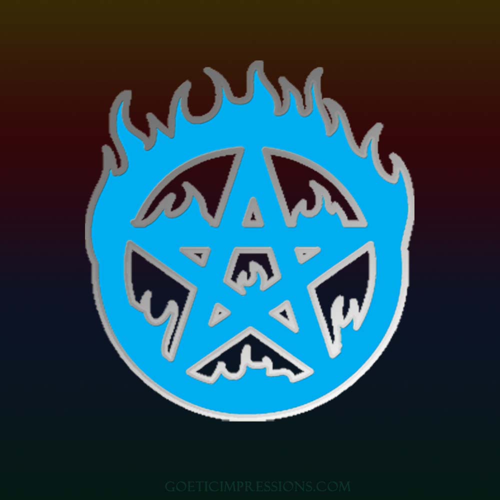 Flaming Pentagram Enamel Pin