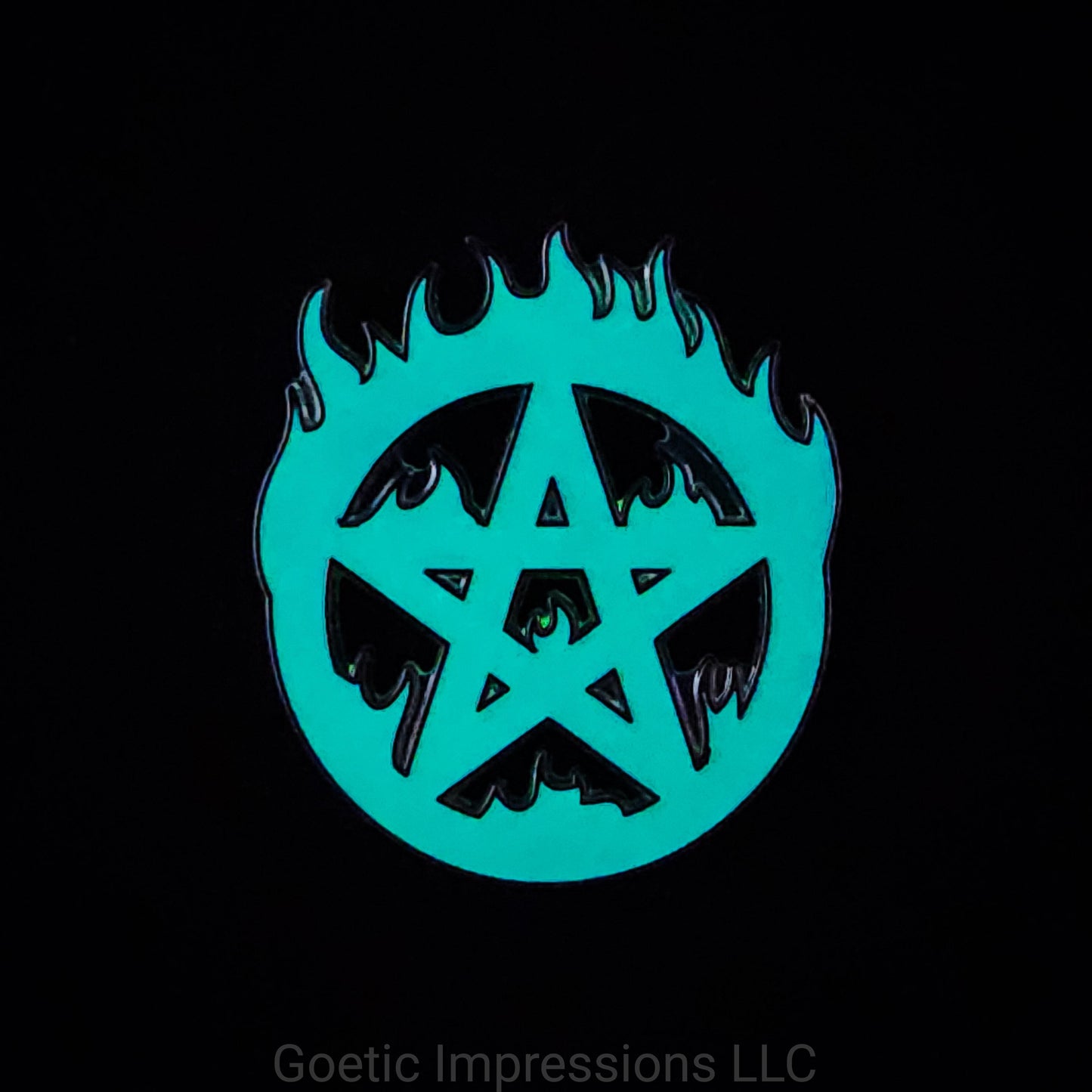 Flaming Pentagram Enamel Pin