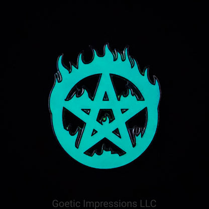 Flaming Pentagram Enamel Pin