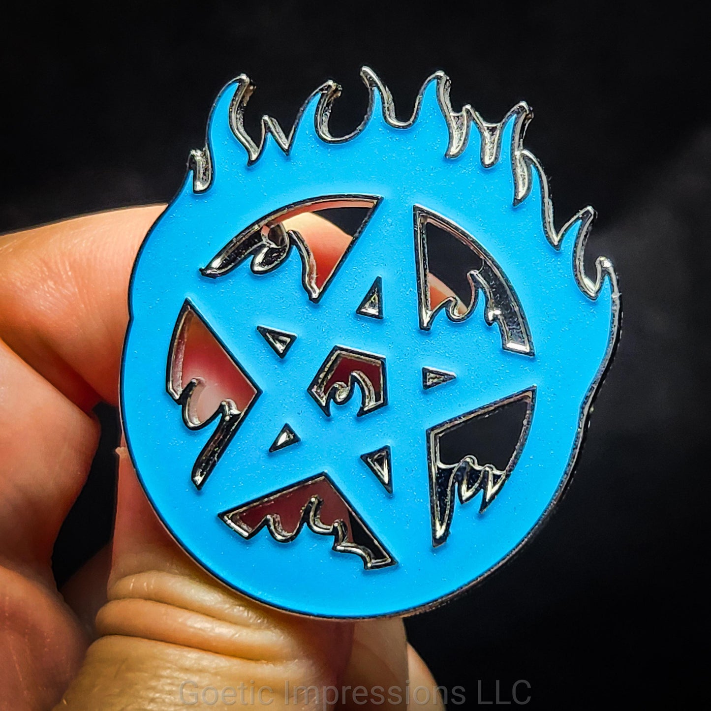 Flaming Pentagram Enamel Pin