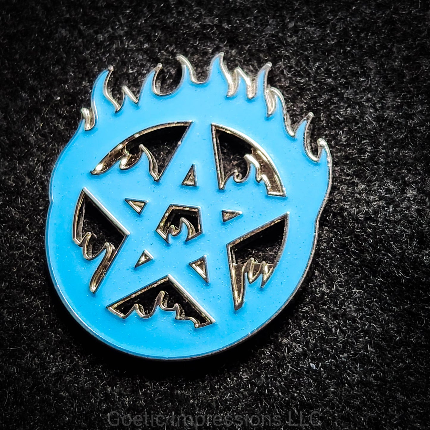Flaming Pentagram Enamel Pin