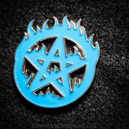 Flaming Pentagram Enamel Pin