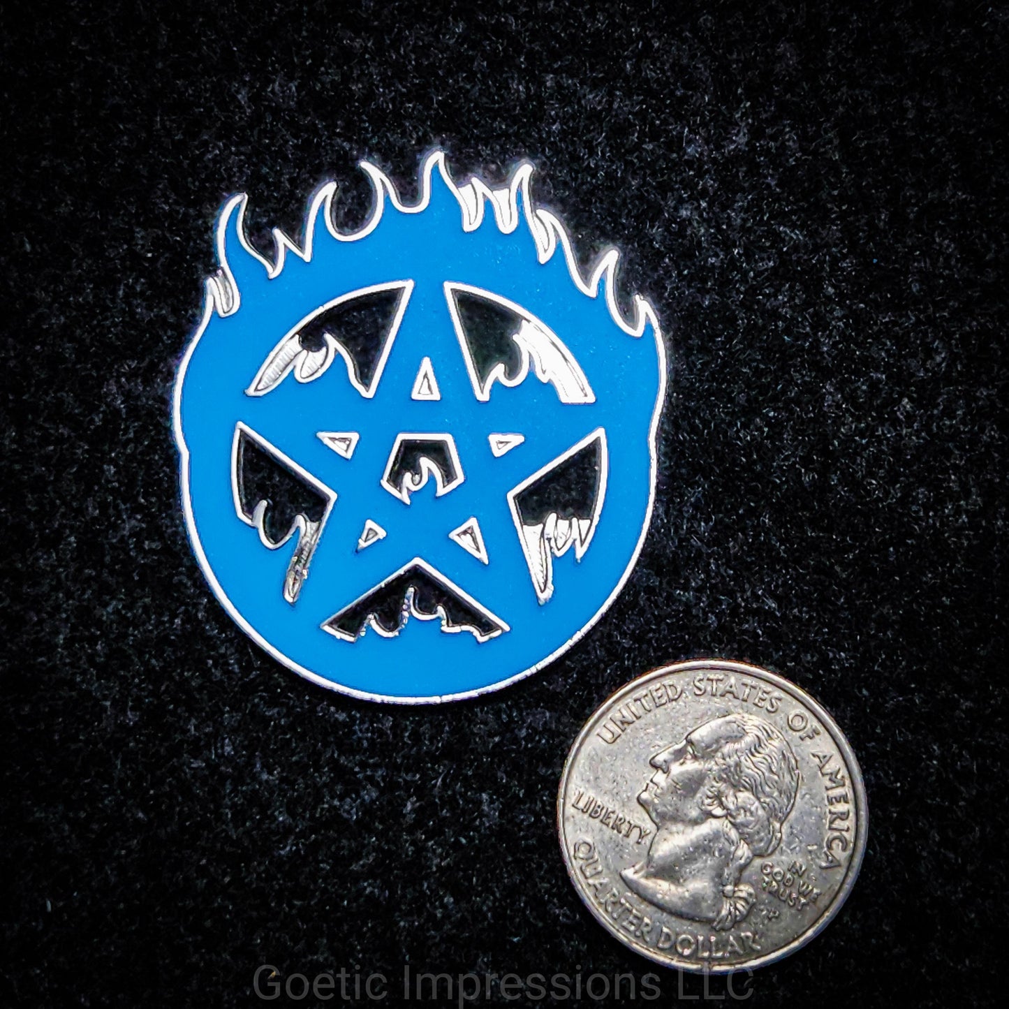 Flaming Pentagram Enamel Pin