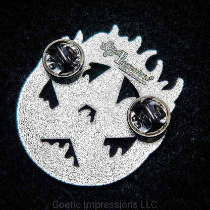 Flaming Pentagram Enamel Pin
