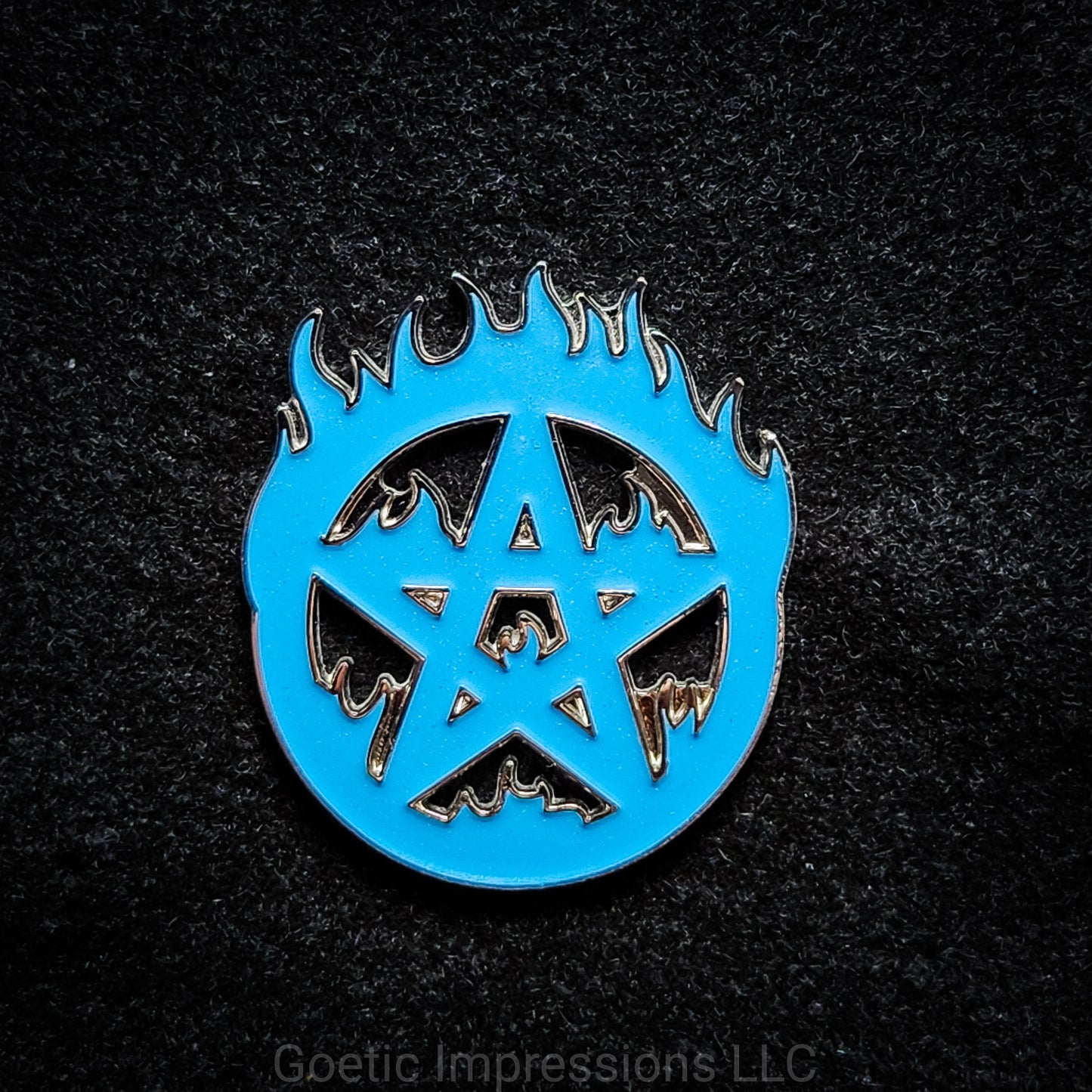 Flaming Pentagram Enamel Pin