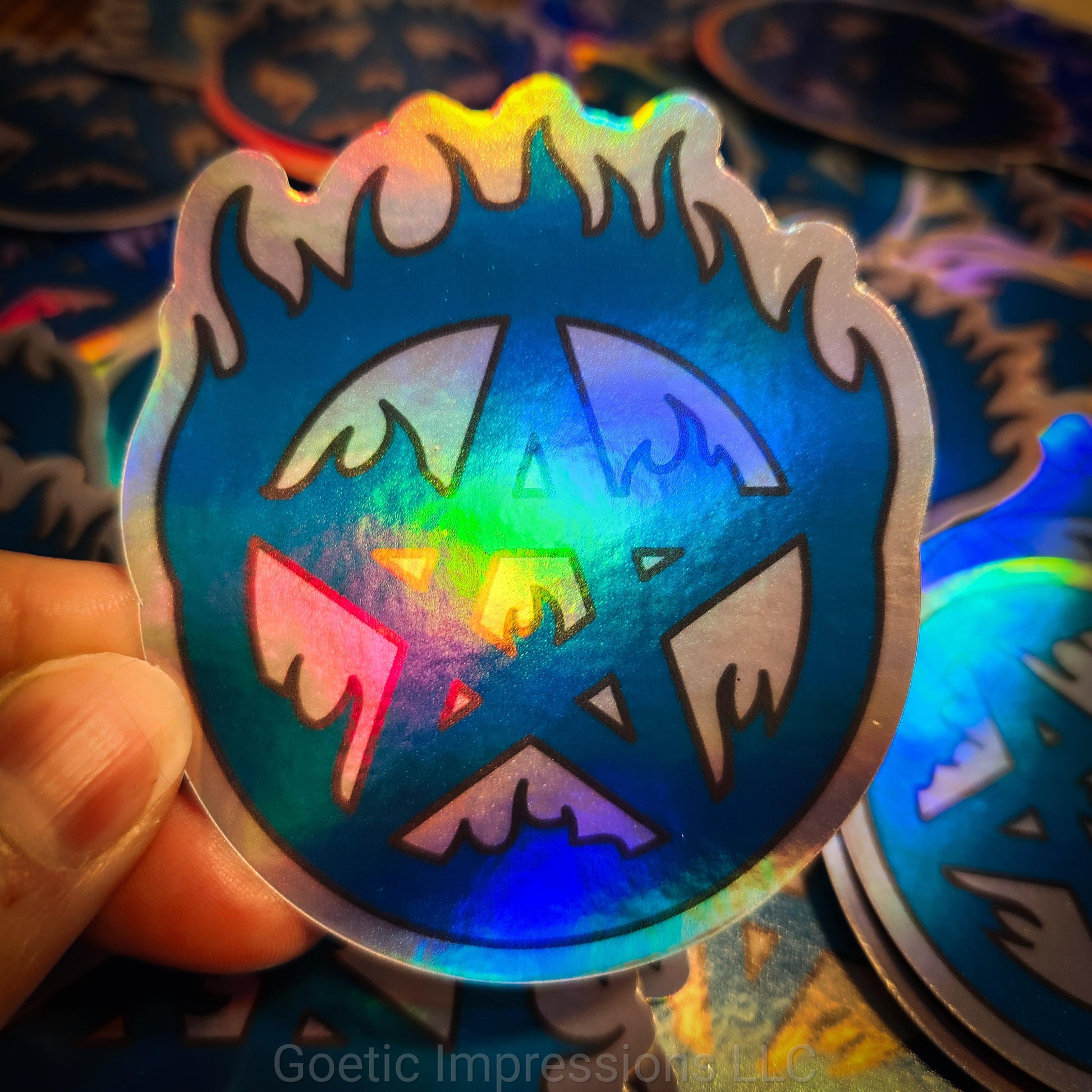 Flaming Pentagram holographic sticker