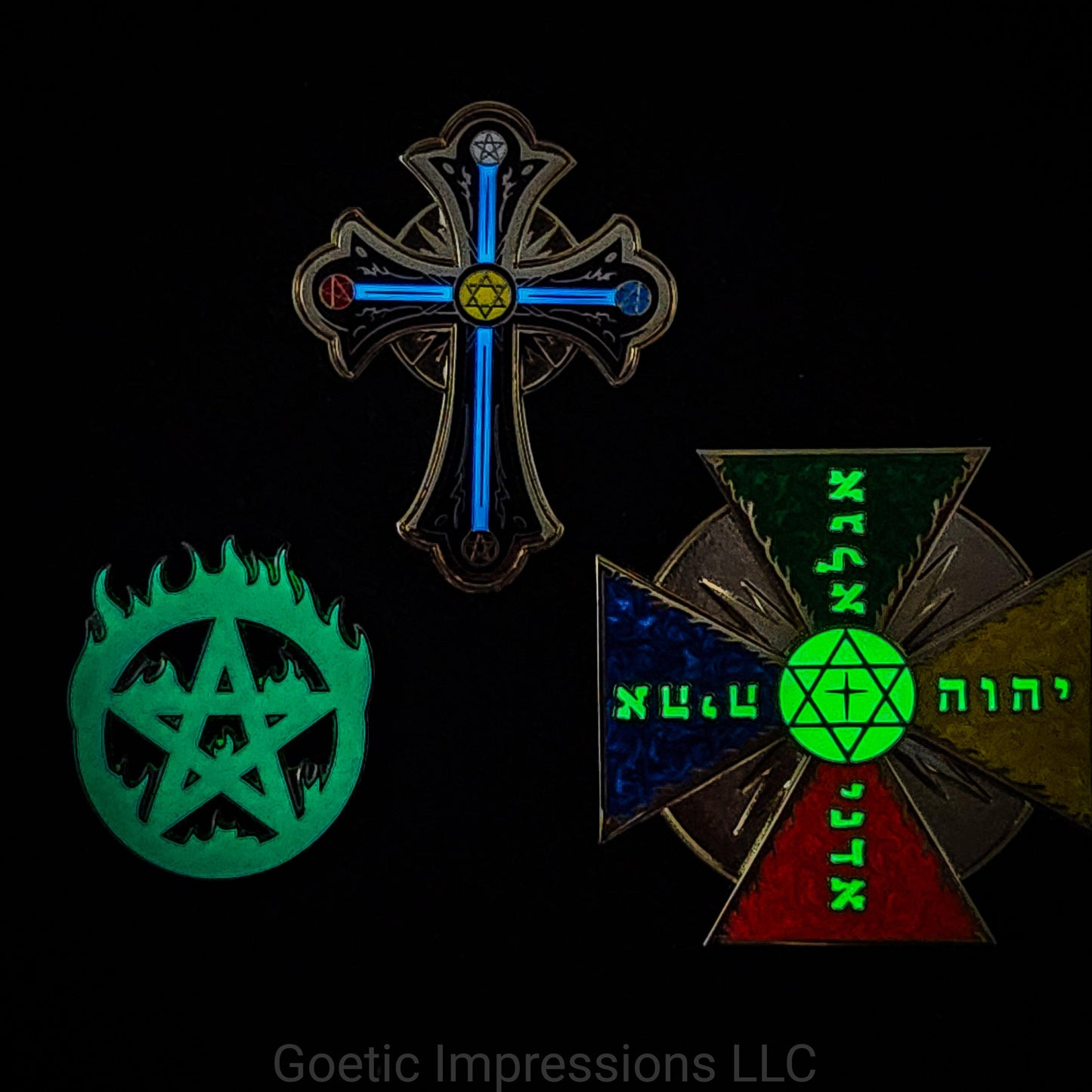 Flaming Pentagram Enamel Pin