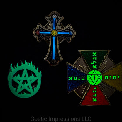 Flaming Pentagram Enamel Pin
